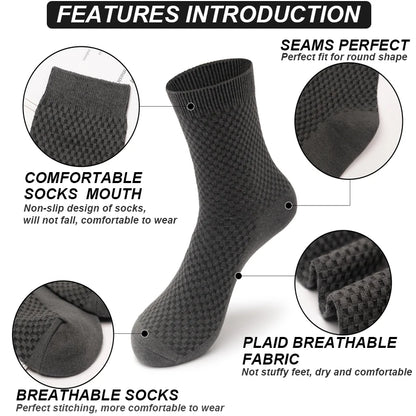 10Pairs/Lot Men'S Bamboo Fiber Socks Long Black Business Soft Breathable New High Quality Autumn for Male Socks plus Size 39-48