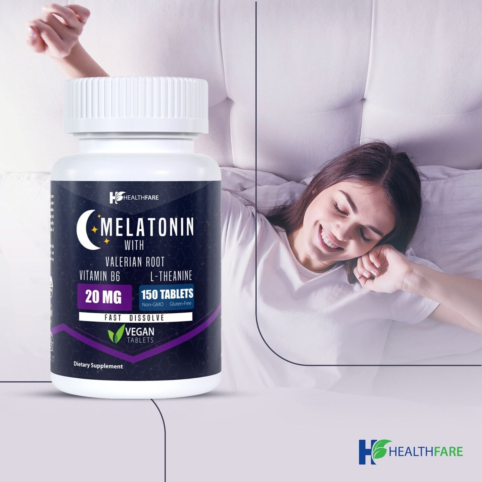 Melatonin 20Mg 150 Tabs with L-Theanine, Valerian Root & Vitamin B6