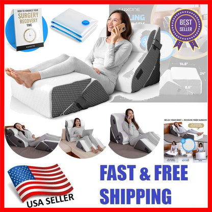 Adjustable Bed Wedge System with Cooling Fabric - Pain-Relief Orthopedic Support