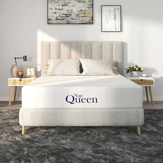 Napqueen 10 Inch Bamboo Charcoal Queen Size Medium Firm Memory Foam Mattress, Be