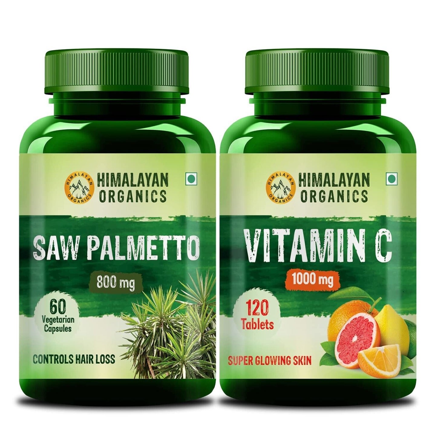 Combo Organic Saw Palmetto Extract Capsules 800Mg Vitamin C Tablets Set of 2