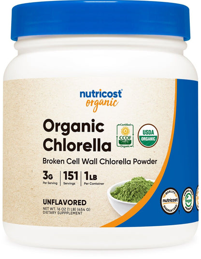 Pure Organic Chlorella Powder 1 LB - 151 Servings, Nutrients & Fiber!