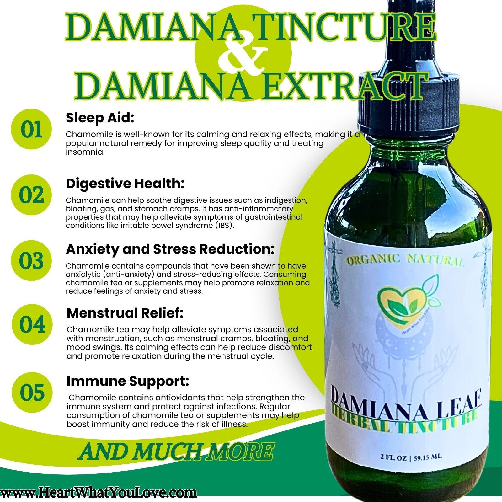 Damiana Tincture Liquid Herbal Drops 2 FL OZ Natural Organic Plant-Base Extract