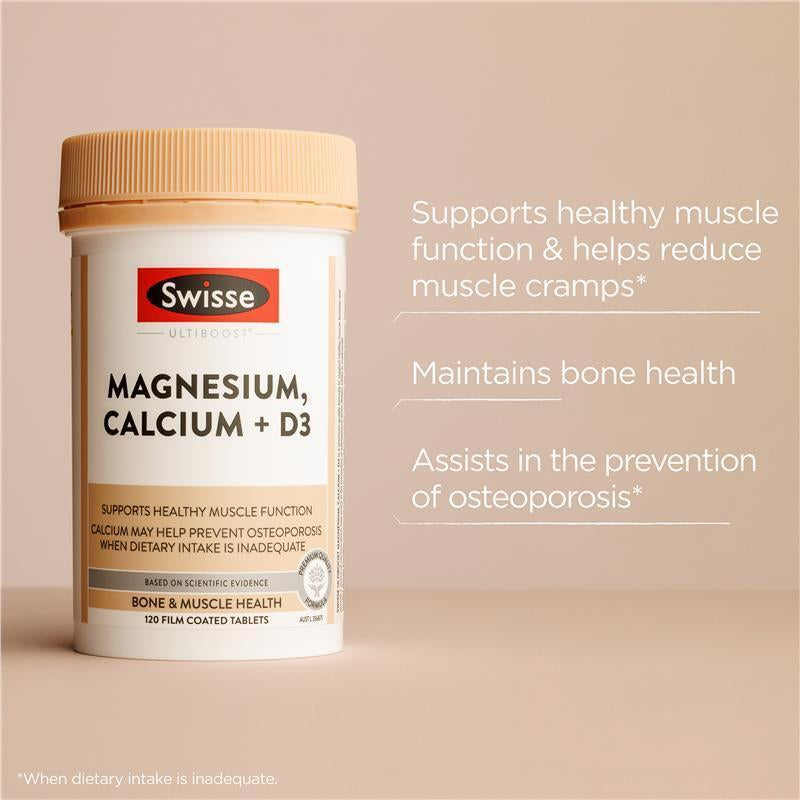 Swisse Ultiboost Magnesium Calcium + Vitamin D 120 Tablets