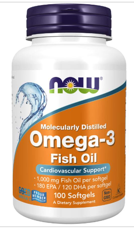 NOW Foods Omega-3 Fish Oil, 1000 Mg, 100 Softgels