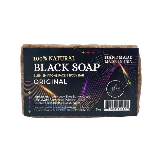 Glam Natural Black Soap 100% Natural Healing Cleansing Nourishing- 5Oz.