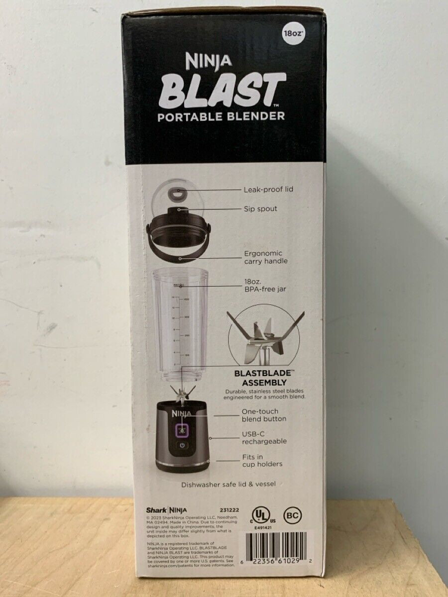 Ninja Blast 18Oz Portable USB-C Blender Black BC151BK (E10035154)