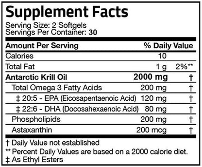 Krill Oil 2000Mg with Omega-3S EPA, DHA and Astaxanthin 300 Softgel (5 PACKS)