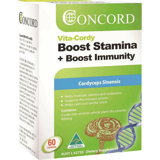 NEW Concord Vita-Cordy Boost Stamina + Boost Immunity 60 Capsules