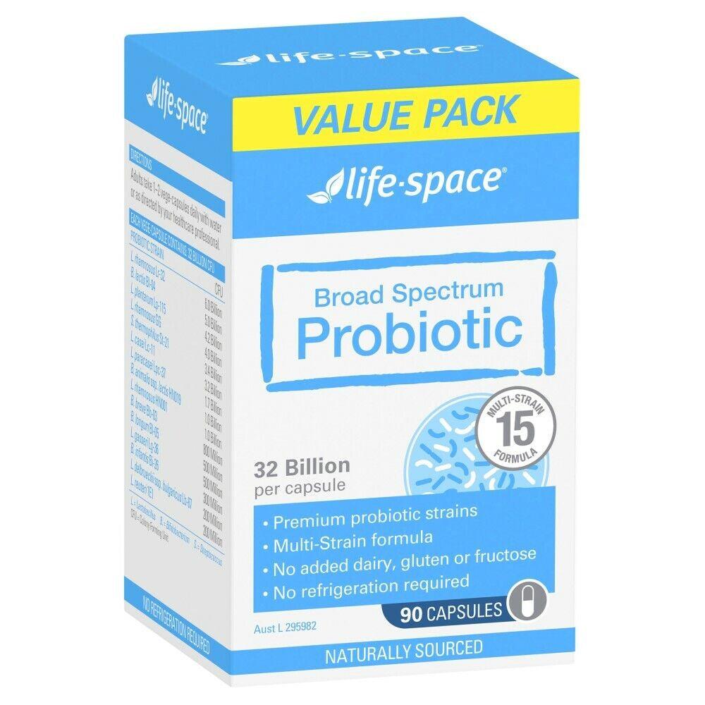 Life-Space Broad Spectrum Probiotic 90 Vege Capsules Value Pack 32 Billion CFU