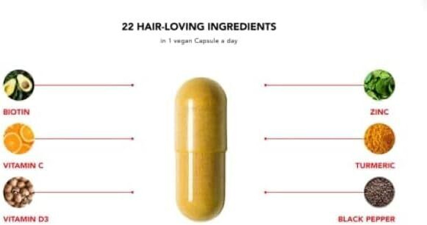 Hairtamin Vegan Hair Vitamins for Faster Growth | All Natural Biotin Capsules To