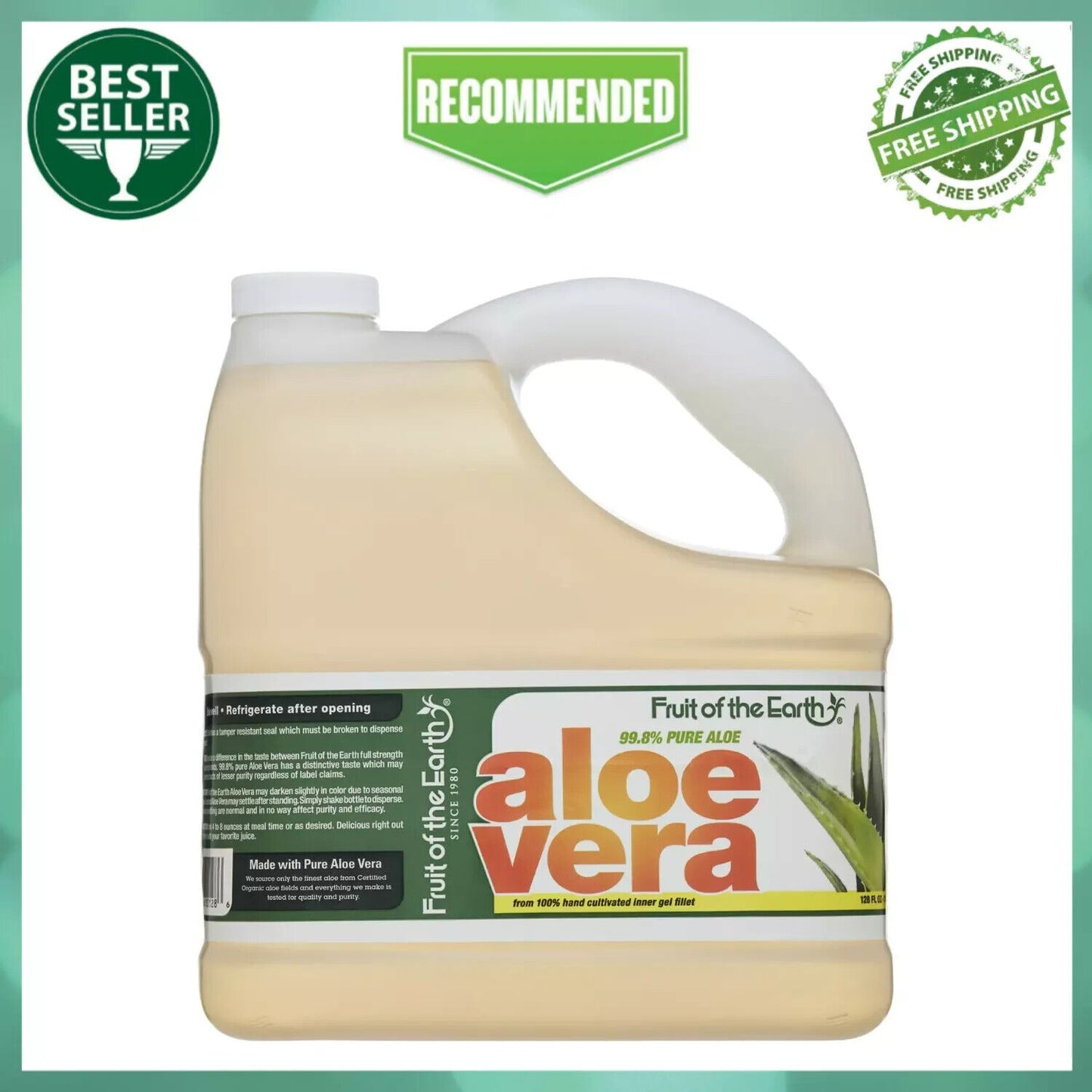 (1 Pack) Original Aloe Vera Drink Juice, 128 Fl Oz, Pure Organic Aloe Vera Gel