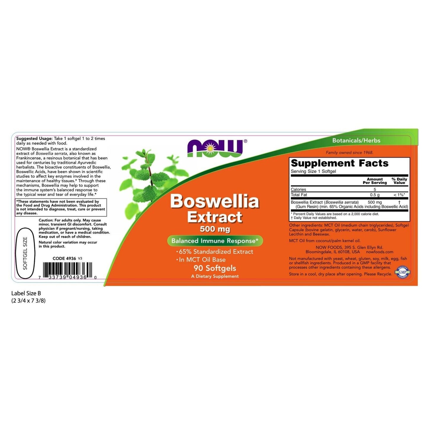 NOW Foods Extracto De Boswellia, 500 Mg, 90 Cápsulas Blandas