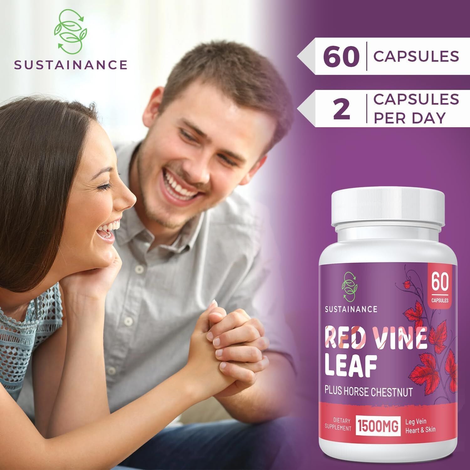 Red Vine Leaf Extract 1400Mg & Horse Chestnut Extract 100Mg Supplement Diet For