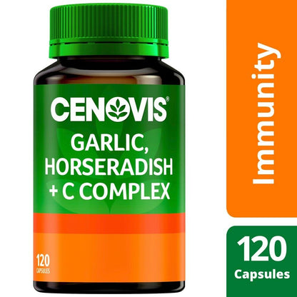 Cenovis Garlic, Horseradish + C Complex 120 Capsules Vitamin C Immunity Health