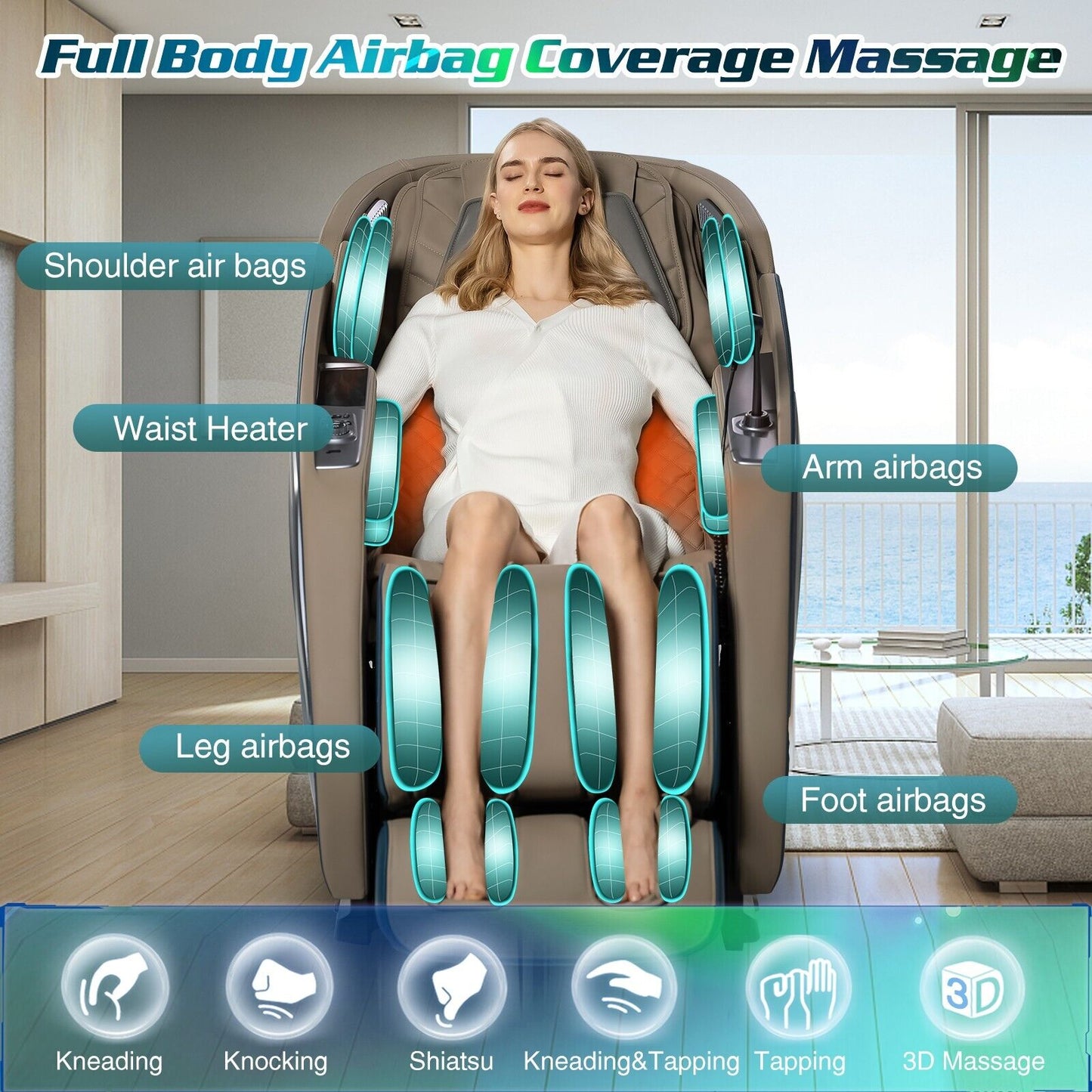 Healthrelife Full Body Massage Chair Smart AI Voice Control and Body Detection