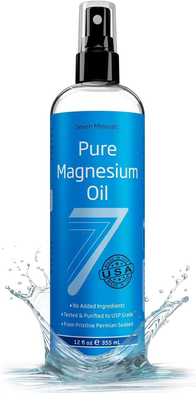 , Pure Magnesium Oil Spray - Big 12 Fl Oz (Lasts 9 Months) - USP Grade Magnesium