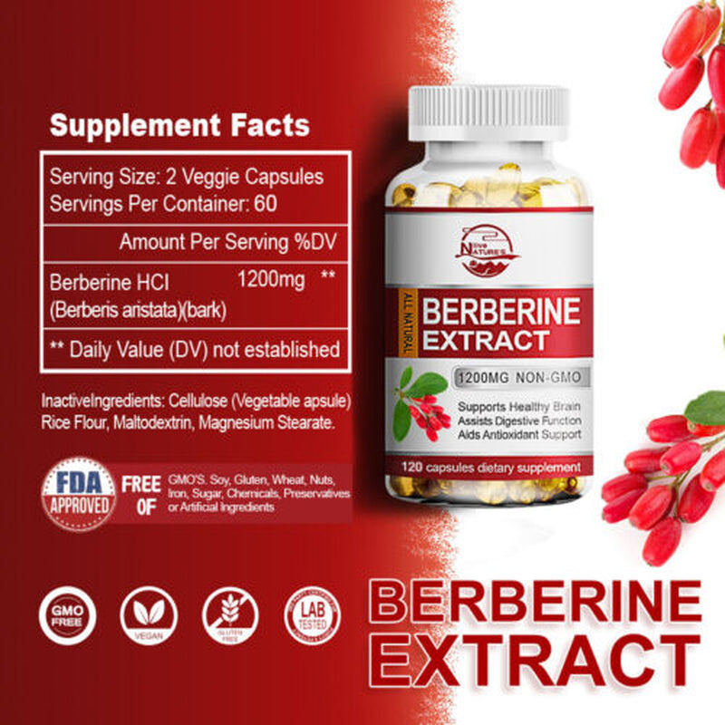 High Strength Berberine Hcl 1200Mg - Berberine Supplement - Blood Sugar Health