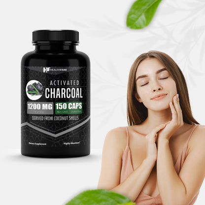 Activated Charcoal Vegan Capsules 1200Mg 150 Highly Absorbent