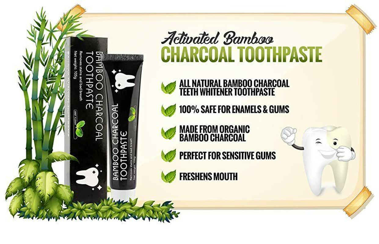 Activated Bamboo Charcoal Toothpaste Teeth Whitening 105G Mint Fast&Free P&P AU