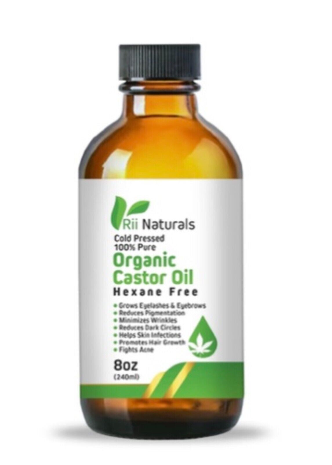 Castor Oil USDA Organic 100% Pure Hexane-Free Amber Glass Bottle 8 Oz Fast Ship