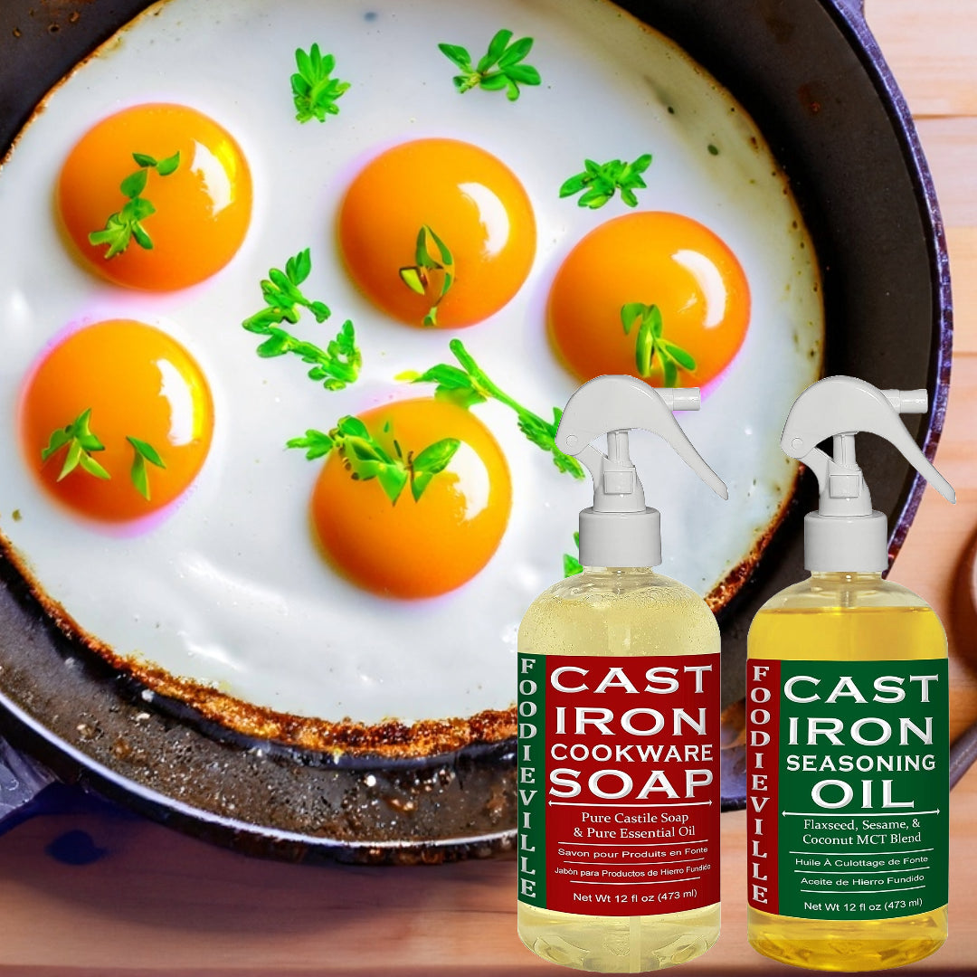 Cast Iron Oil & Soap Care Set for Cast Iron Skillets, Griddles, Grills, Season