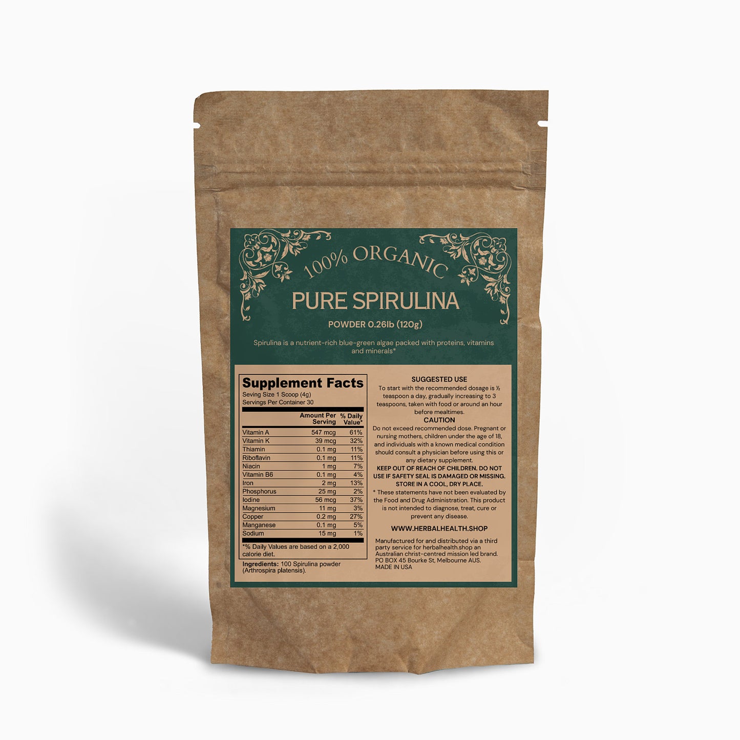 100% Organic USA Spirulina Powder