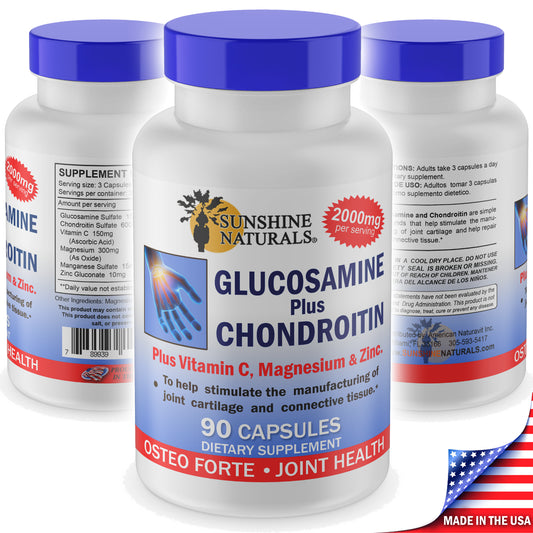 Sunshine Naturals Glucosamine Chondroitin 90 Capsules Made in the USA