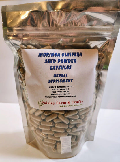 Moringa Seed Powder Capsules - Non GMO - Made Fresh on Demand!