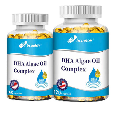 Natural Algae Oil DHA, Easy to Absorb, Brain Tonic - 60/120 Capsules