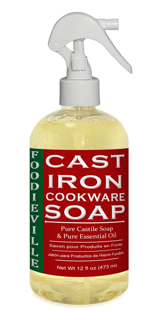 Cast Iron Cookware Soap by Foodieville Protects Season on Skillet, Griddles Etc.