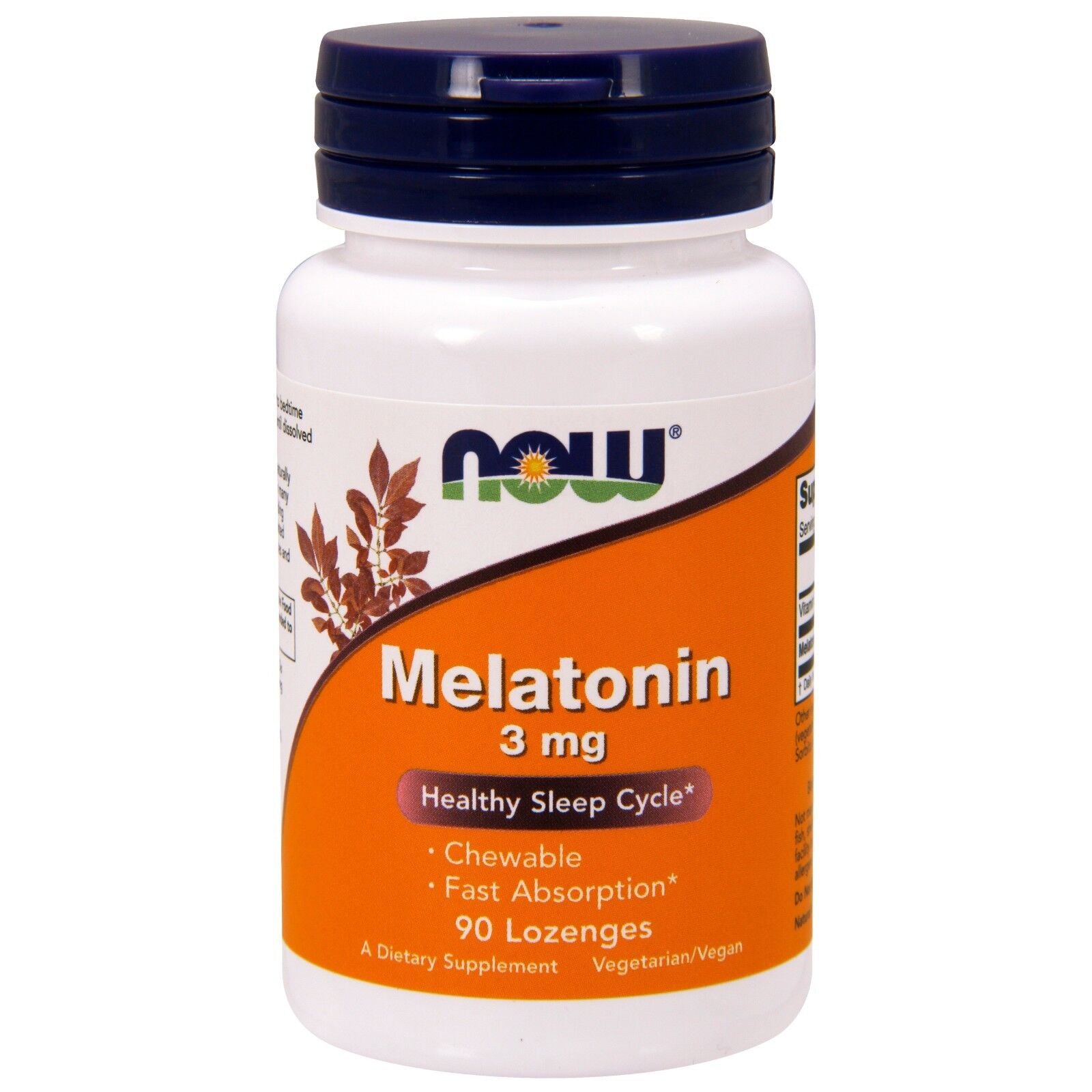 NOW Foods Melatonin, 3 Mg, 90 Lozenges