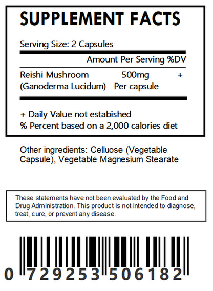 Reishi Red Mushroom Capsules (Ganoderma Lucidum)  