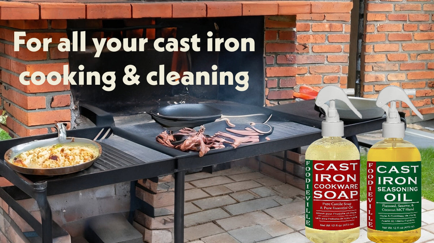 Cast Iron Oil & Soap Care Set for Cast Iron Skillets, Griddles, Grills, Season