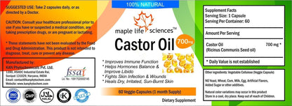 Castor Oil Capsules Supports Intestinal Health Colon Hormonal Balance Libido