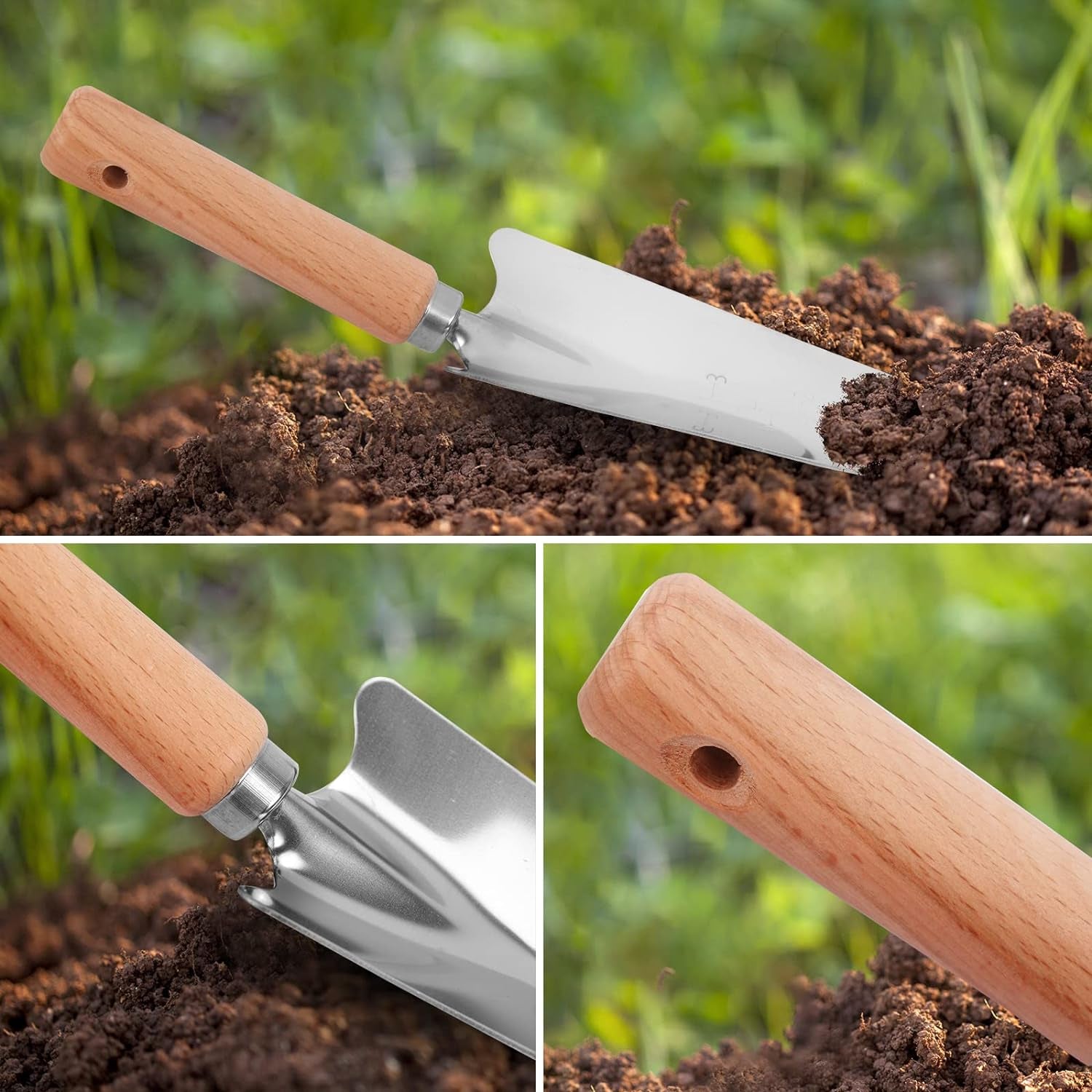 Gardening Tools Set of 4, Garden Tool Kit Comes with Wooden Alloy Multi