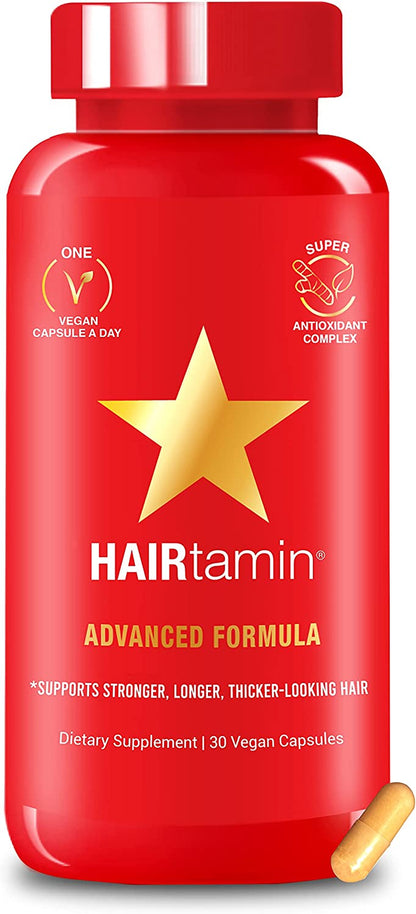 Hairtamin Vegan Hair Vitamins for Faster Growth | All Natural Biotin Capsules To