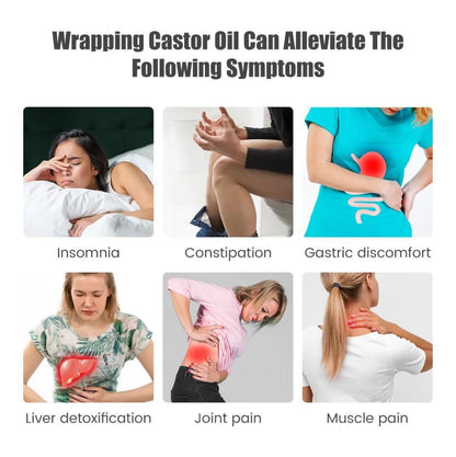 Pure Organic Castor Oil with Bamboo Cotton Body Wrap-Liver, Detox, Constipation