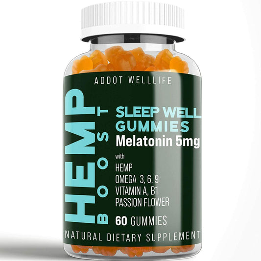 Hemp Gummies Natural, Vegan- Deep Sleep, Melatonin, Anxiety, Pain (No THC)