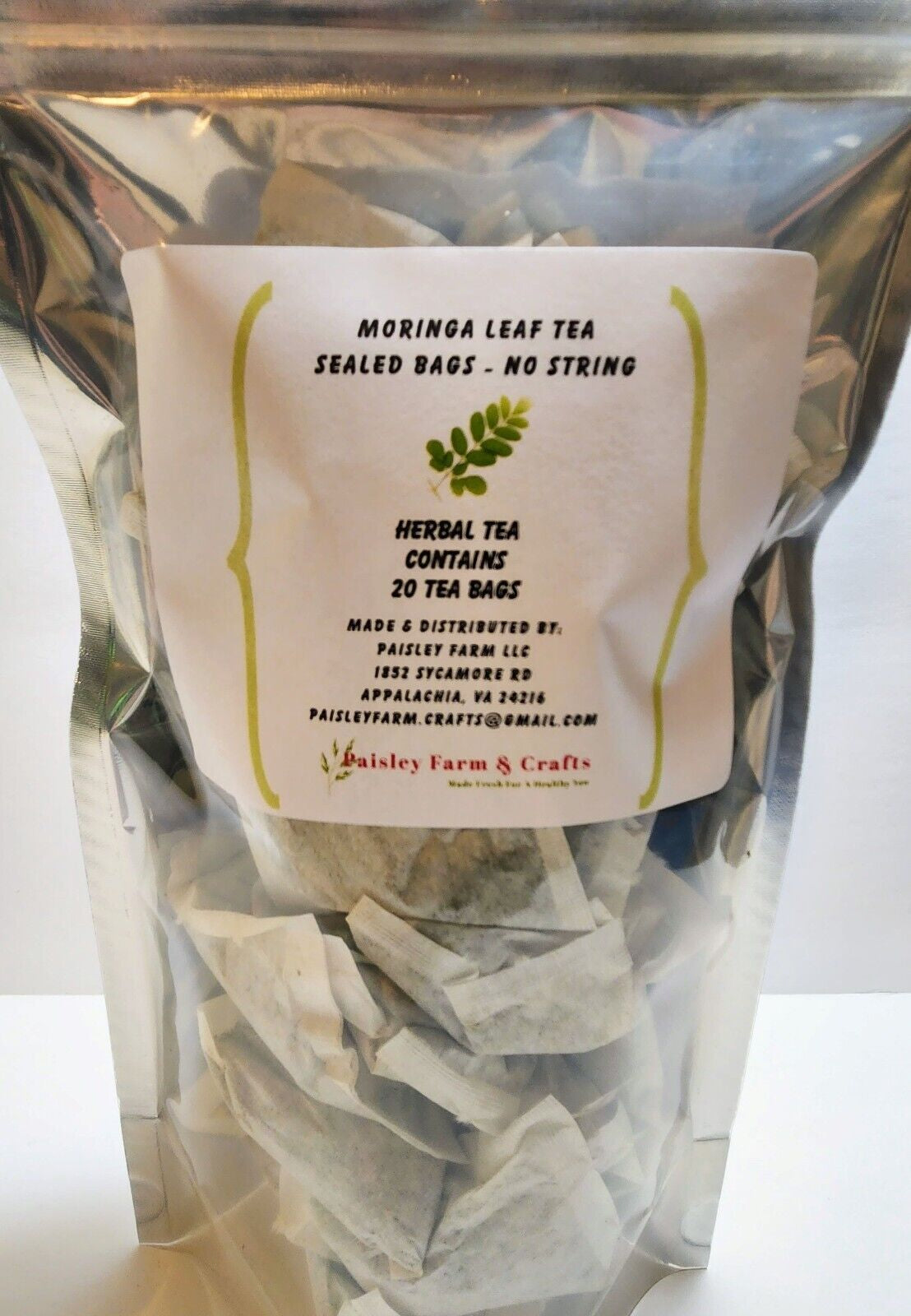 Moringa Oleifera Malunggay Leaf Tea Bags - All Natural! - Made Fresh on Demand!