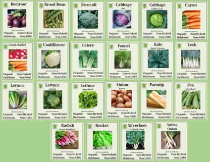 ORGANIC, NON-GMO, NON-HYRID, HEIRLOOM Vegetable Seeds - Autumn/Winter