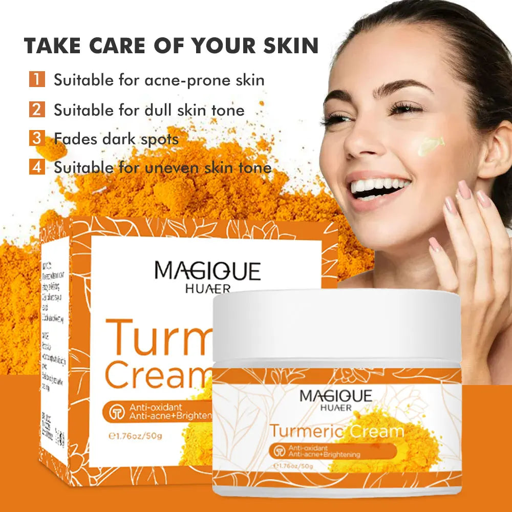 Whitening Cream Natural Organic Freckle Turmeric Cream Dark Spot Remover for Face Anti-Acne Moisturizer Brightening Skin Care