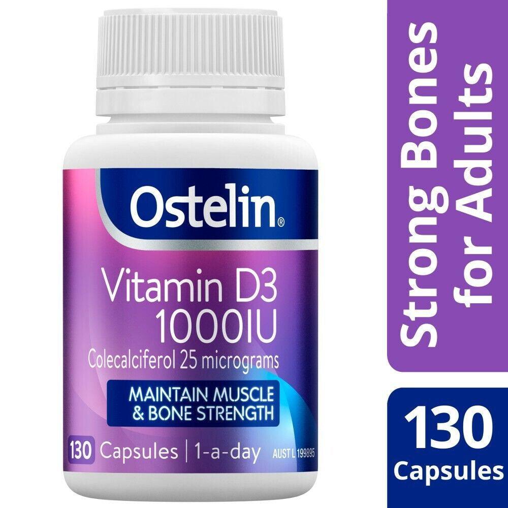 Ostelin Vitamin D3 1000IU 130 Capsules Maintain Muscle & Bone Strength Halal