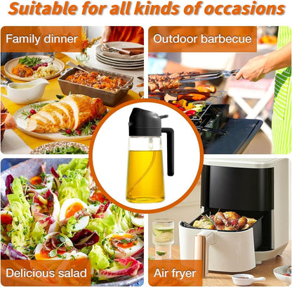 16Oz Olive Oil Dispenser Bottle 2 in 1 Sprayer Pourer Glass for Kitchen Cooking