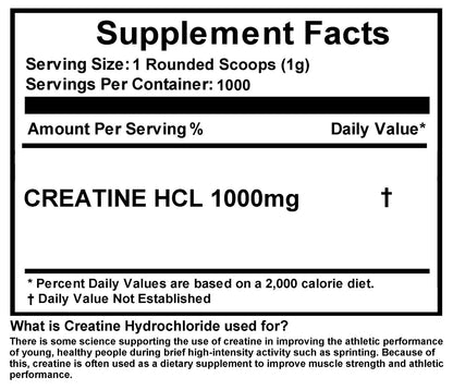 Two 500G (1.1 Lb) X2 NEW CREATINE HYDROCHLORIDE (HCL)