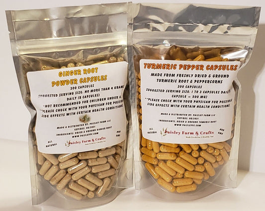 Turmeric Capsule & Ginger Root Capsule Value Pack Combo! Made Fresh on Demand!