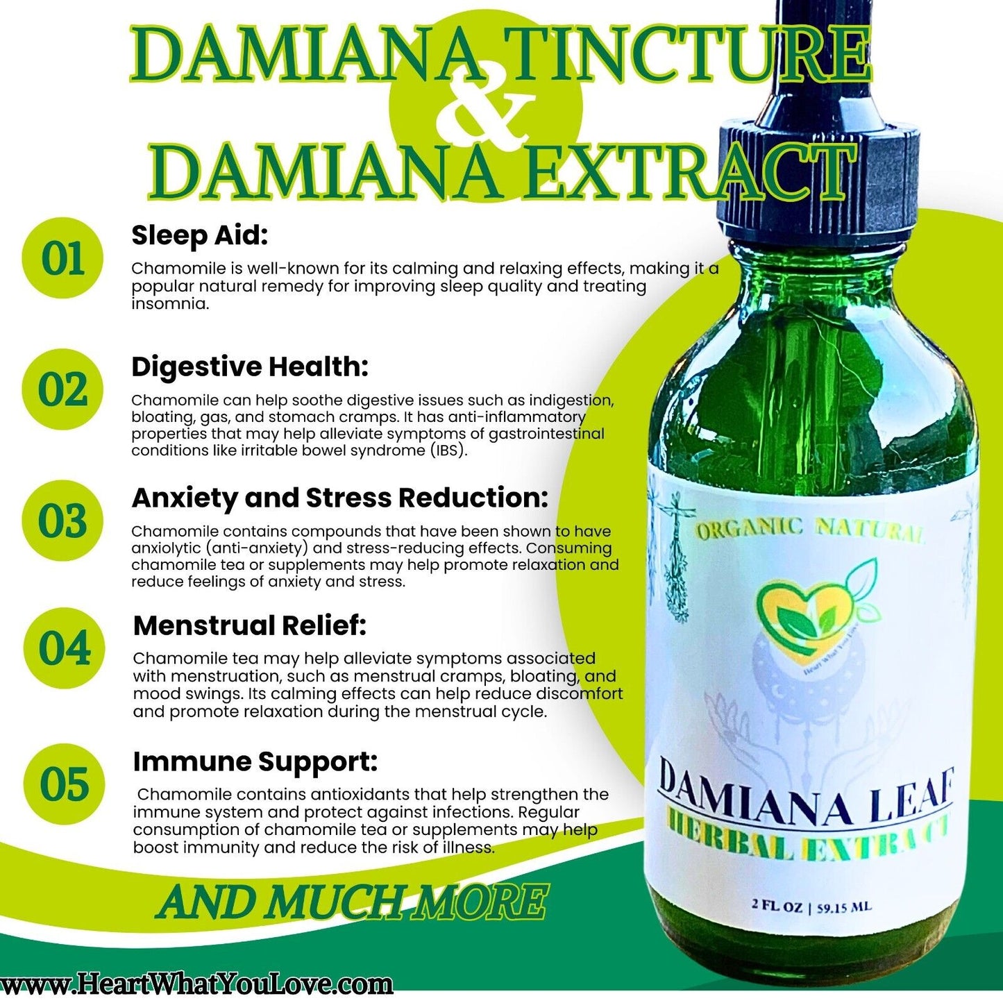 Damiana Extract Non-Alcohol Liquid Herbal Drops Natural Organic Plant-Base 2 OZ