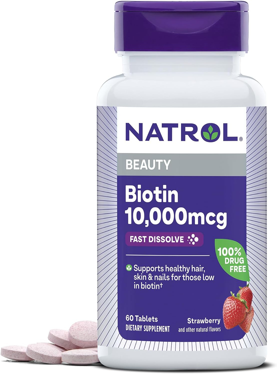 Natrol Beauty Biotin 10000Mcg, Dietary Supplement for Healthy Hair, Skin, Nails