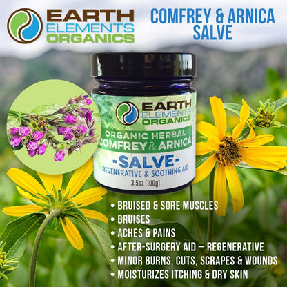 Organic Comfrey & Arnica Salve - Bruised & Sore Muscles. Wounds, Aches & Pains.