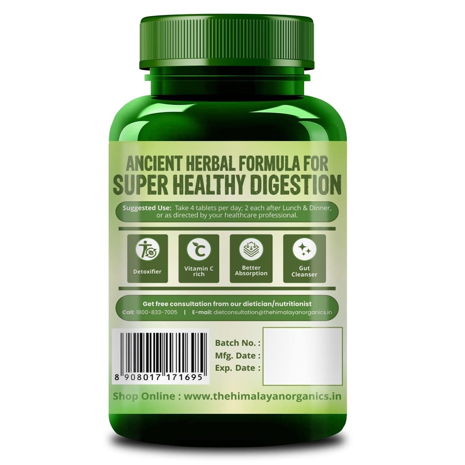 Organic Triphala Tablets Antibacterial anti Oxidants 120 Tablets Immunity Boost